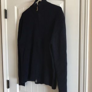 J Crew Navy Blue Full Zip Sweater Large